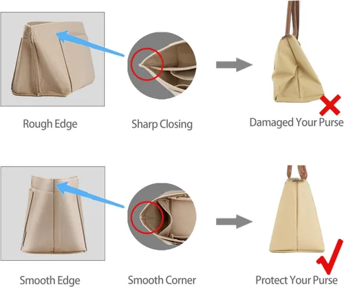 Vista 4 de ZTUJO Organizador de bolso para bolso y moldeador de bolsa, organizador de bolsa para Speedy Neverful, 6 tamaños (delgado mediano, beige sedoso)