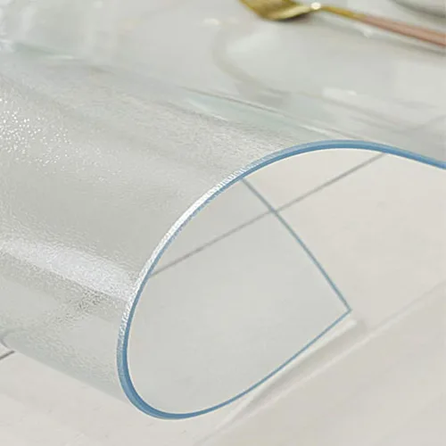 Vista 3 de Mantel transparente de PVC mate impermeable sin encogimiento/bordes biselados, protector transparente ovalado en ángulo recto para mesa de noche