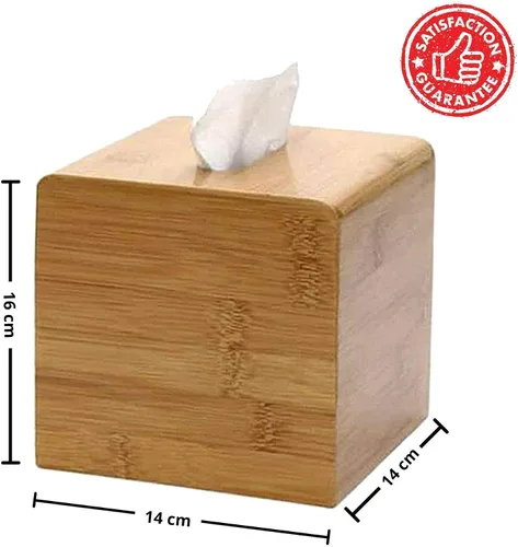 Vista 5 de Performore Funda cuadrada de bambú para caja de pañuelos, elegante soporte de papel facial de madera resistente al agua para baño, escritorio