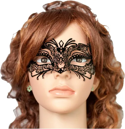 Vista 2 de Disfraz de encaje de tatuaje para Halloween, fiesta veneciana, máscara de mascarada para mujer, espectáculo de cosplay, 1 unidad