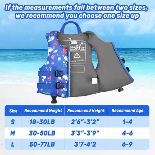 Vista 5 de Chaleco de natación para niños, chaqueta de natación para niños pequeños, flotadores para nadar con silbato de emergencia para niños y niñas de 1 a