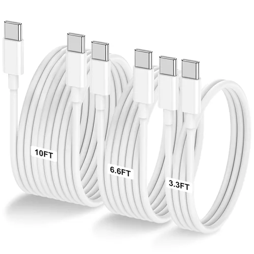 Vista 23 de LOFPYE Paquete de 3 cables USB C a USB C de 1 pie y 60 W, cable de carga rápida tipo C para iPhone Air 17 16e 16 15 Pro Plus Pro Max, para Galaxy