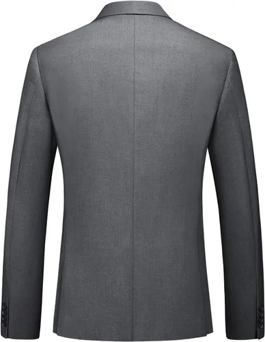 Vista 3 de Trajes de 2 piezas para hombre, ajuste delgado, casual, con un botón, trajes sólidos para hombre, negocios, boda, fiesta, chaqueta, blazer