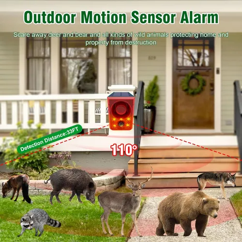 Vista 3 de ChunHee Sensor de movimiento al aire libre solar alarma perro ladrando Rojo-1paquete