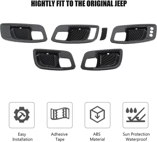 Vista 4 de CheroCar Funda para manija interior de la puerta del cargador para Dodge Charger 2011-2026, para Chrysler 300 300C 2015-2026, 6 piezas ABS negro