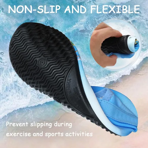 Vista 4 de ANLUKE Zapatos de agua para niños y niñas, calcetines acuáticos descalzos, de secado rápido, para playa, natación, deportes al aire libre, zapatos