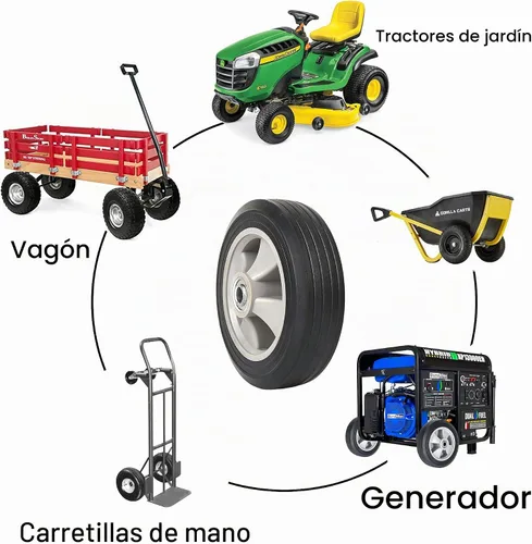 Vista 3 de AR-PRO - Neumáticos y ruedas de goma sólida sin planos de 10 x 2.5 pulgadas, ruedas sólidas de 10 pulgadas con ejes de 5/8 pulgadas y cubo