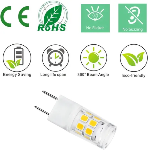 Vista 5 de Bombilla LED G8 de 3 W, WB25X10019 Bombilla halógena de 20 W de repuesto para luz de horno microondas GE, base bi-pin T4 JCD tipo G8, 120 voltios