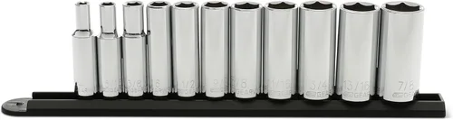 Vista 6 de GearWrench Juego de 10 piezas con guía de 1/2", 6 puntos, cubos profundos métricos - 80704