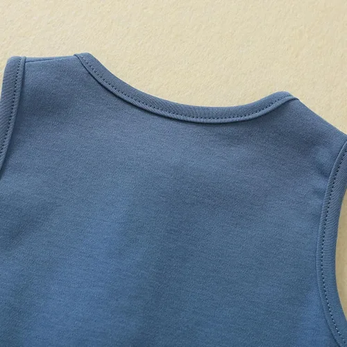 Vista 7 de Baby Boys Sleeveless Romper,Newborn Tank Top Summer Clothes Short Jumpsuit Gris azulado