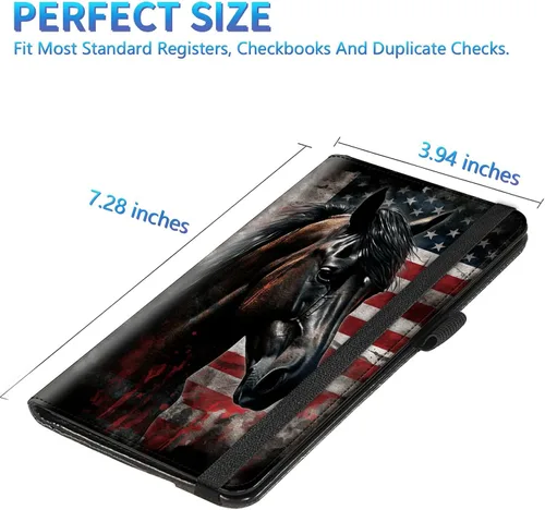 Vista 81 de Funda para chequera para hombres y mujeres, cartera de cuero RFID con ranuras para tarjetas de crédito, soporte de cheques duplicados personales