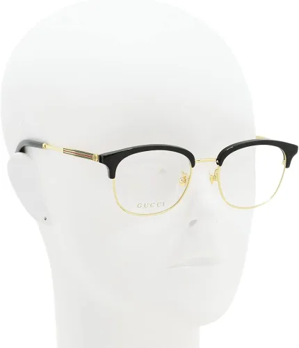 Vista 5 de Gucci GG 0590OK 001 - Lentes cuadrados de plástico color negro y dorado de 2047in Negro Transparente Dorado