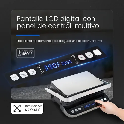 Vista 5 de Yedi 6-in-1 Indoor Grill, Waffle Maker & Panini Press
