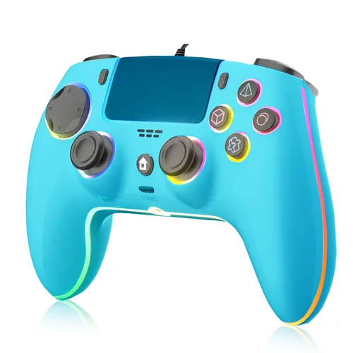 Vista 12 de GUOC Wired Controller Compatible for PS-5/Pro/Slim/PC, Hall Effect Sticks & 7 RGB LED Mode & haptic Feedback & Motion Sensing, 3.5mm Audio Jack