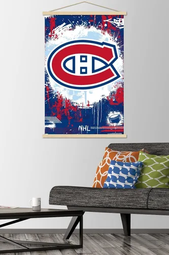 Vista 2 de Trends International NHL Montreal Canadiens - Póster de pared con logotipo Maximalist 23 con marco magnético