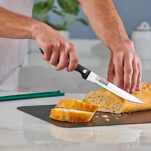 Vista 7 de ToolUSA KITCHEN DIVA - Paquete de 2 cuchillos de carne dentados de 8.5 pulgadas Construcción de acero inoxidable Cuchillas dentadas afiladas