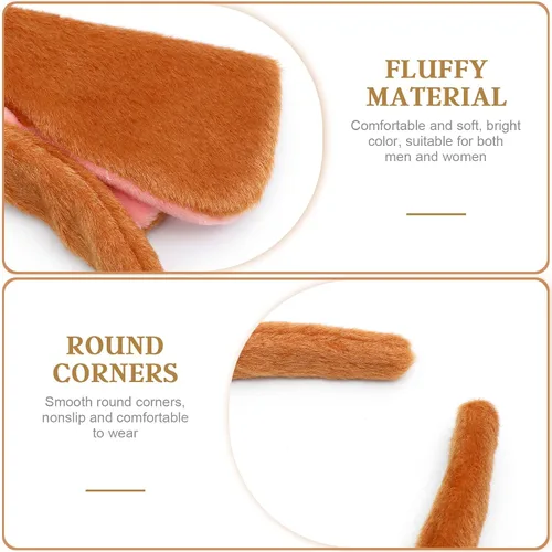 Vista 3 de Diadema de orejas de perro marrones para mujer, aro de pelo de dibujos animados, accesorios para el cabello para niñas, Pascua, Halloween, Navidad