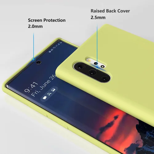 Vista 5 de Diseñada para Galaxy Note 10 Plus, goma de gel de silicona líquida a prueba de golpes, cojín de forro de tela de microfibra suave compatible