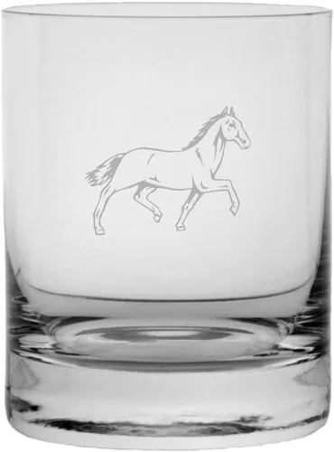 Vista 74 de Abaco Barb - Vaso de whisky con temática de caballo grabado (10.25 onzas)