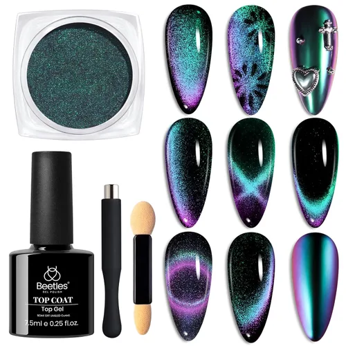 Vista 13 de Beetles Polvo de Uñas Cromado Blanco para Uñas de Gel, Polvo de Uñas Cromado Perlas, Polvo de Uñas con Efecto Espejo, Polvo de Uñas de Gel