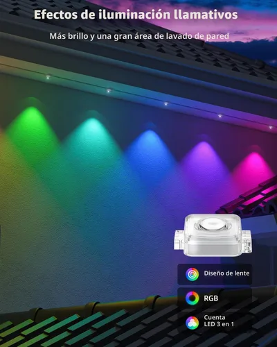 Vista 2 de REYLAX Luces permanentes para exteriores de 100 pies con 60 luces LED, luces de alero RGB+IC, IP67 impermeable, múltiples escenas para decoración