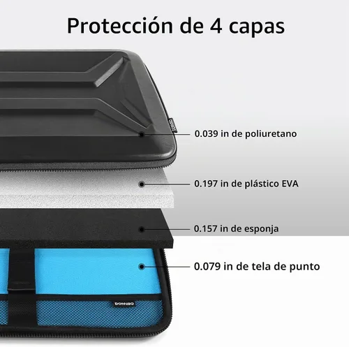 Vista 4 de DOMISO Funda rígida para laptop de 13 pulgadas, impermeable, a prueba de golpes, funda protectora para laptop con mango retráctil para MacBook Air