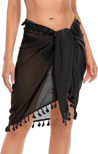 Vista 2 de Holipick Conjunto de bikini de 3 piezas para mujer, traje de baño halter y bikini sarong triángulo con salida de baño