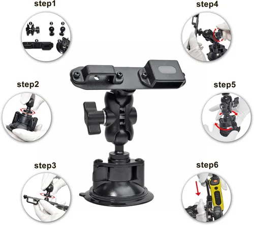 Vista 3 de Soporte para Walkie Talkie con ventosa y soporte para micrófono de altavoz