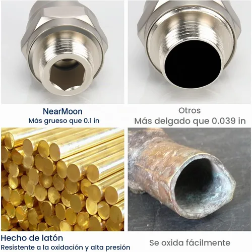 Vista 5 de NearMoon Adaptador de bola giratoria para cabezal de ducha, conector de ducha de latón macizo, junta esférica, componente de extensión universal