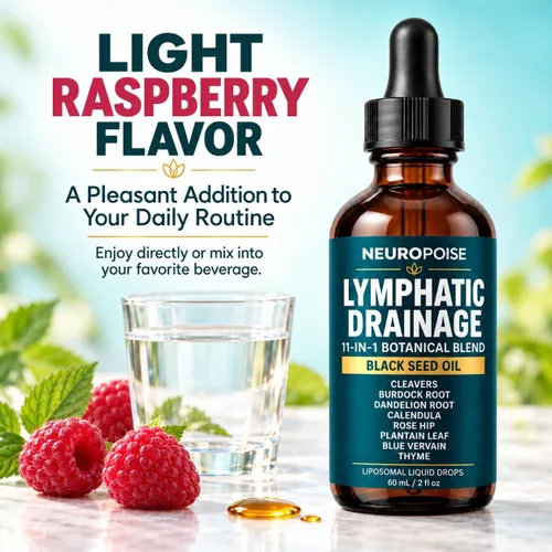 Vista 6 de Neuropoise - Gotas de drenaje linfático con aceite de semilla negra, mezcla liposomal 11 en 1, 2 onzas líquidas
