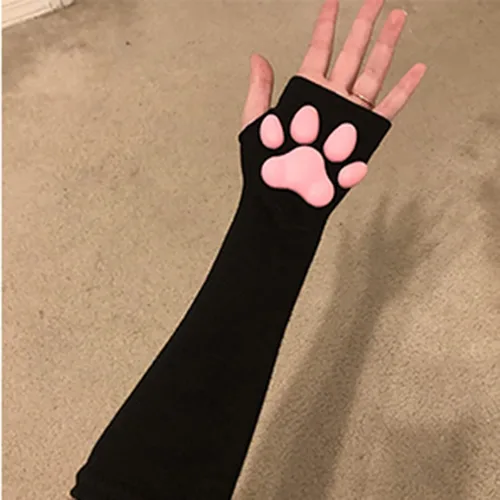 Vista 2 de Juego de calcetines altos en 3D con pata de gato y accesorios para Juego de 4 piezas color negro