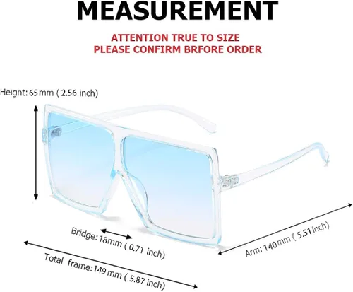 Vista 5 de ENSARJOE Square Oversized Sunglasses for Women Men Flat Top Fashion ShadesUV Protection