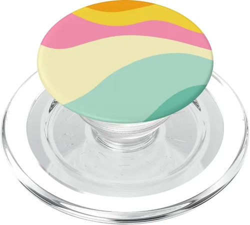 Vista 7 de Retro Waves Swirls Pastel Rainbow Rayas Onduladas de los años 70 PopSockets Estético PopGrip Estándar