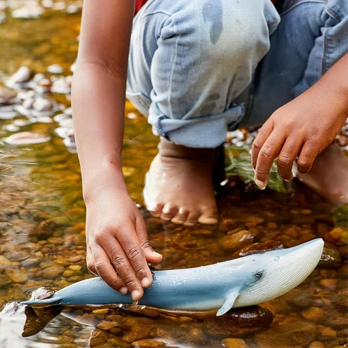 Vista 3 de Schleich Wild Life - Figurina realista de ballena azul, juguete de animal acuático auténtico y altamente detallado, duradero para la educación