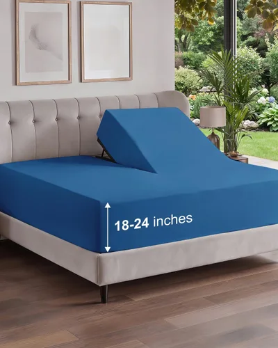 Vista 45 de Sábana bajera ajustable extra profunda Twin XL – Sábana bajera individual de lujo de hotel solamente – Se adapta fácilmente a colchones de 18 a 24