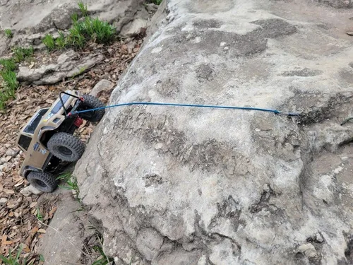 Vista 6 de 1/10 RC Crawler - Cuerda de escape elástica de fuerza, correa de cabrestante cinética, accesorios RC a escala 1/10, gancho de remolque de rescate