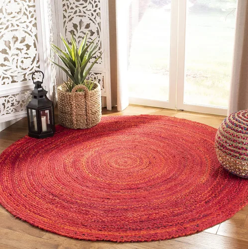Vista 31 de SAFAVIEH Alfombra trenzada de la colección – Alfombra redonda de 3 pies, color beige con detalles rosados, algodón hecho a mano, estilo cabaña