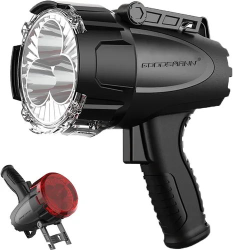 Vista 7 de GOODSMANN Proyector de mano recargable LED para barco, impermeable, reflector de hasta 3000 lúmenes, linterna marina portátil con adaptador USB