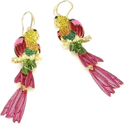 Vista 4 de Parrot Earrings for Women, Cute Bird Parrot Tassel Earrings for Girls, Rainbow Parrot Branch Dangle Earrings Hypoallergenic, Tropical Parrot Animal