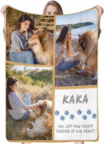 Vista 20 de Artsadd Manta conmemorativa personalizada con fotos para la pérdida de perros y gatos, manta conmemorativa personalizada, regalos de memoria amorosa