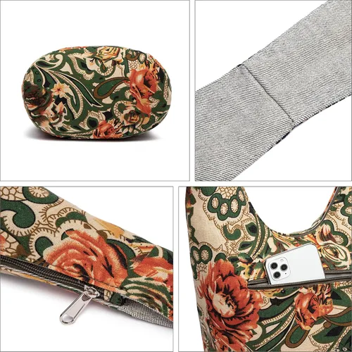 Vista 82 de Bolsa de hombro para mujer, de lona en estilo hippie/bohemio para llevar cruzada al hombro, disponible en diferentes colores y estampados