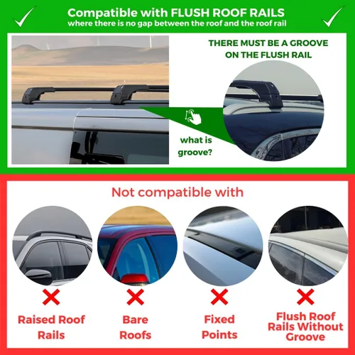 Vista 3 de ERKUL Barras transversales de techo para Ford Edge 2015-2024 Barras transversales de aluminio con bloqueo antirrobo para techo Compatible