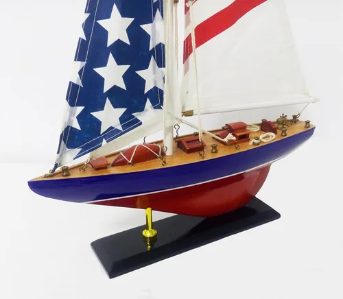 Vista 5 de DECOMIL - Decoración de madera hecha a mano única bandera americana modelo decorativo barco