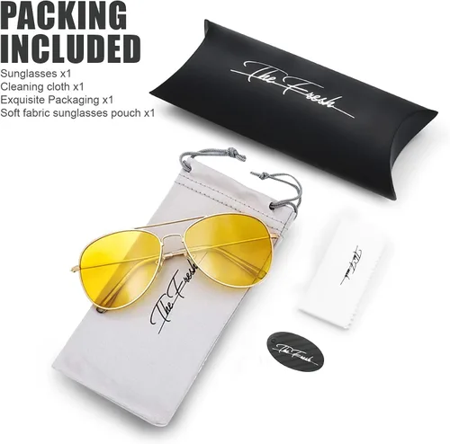 Vista 8 de The Fresh Hombres Mujeres Conducción Polarizada HD Visión Nocturna Conducción Gafas Anti-reflejo Lente Amarillo Marco Ultra Ligero
