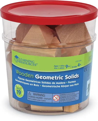 Vista 4 de Learning Resources Madera geométrica sólida, formas de madera para niños, juguetes Montessori, juego de 19