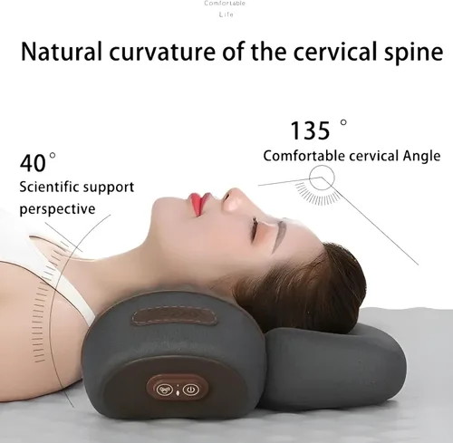 Vista 6 de Almohada de masaje cervical con calefacción 3 en 1 Soporte cervical de espuma viscoelástica Almohada de relajación para el hogar y la oficina
