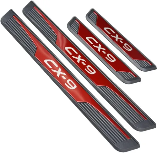 Vista 3 de Kit de protector de umbral de puerta inoxidable para Mazda CX-9 2017-2023 Accesorio interior (rojo)