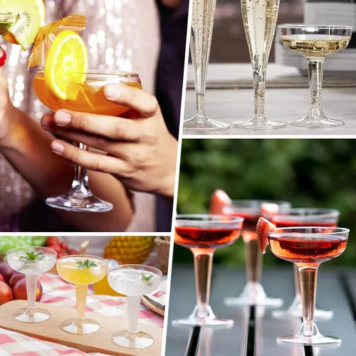 Vista 3 de Paquete de 100 vasos de plástico para champán, copas de champán desechables de plástico para fiestas, 4 onzas, copas de vino de Martini Margarita