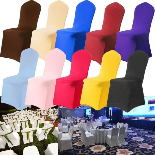 Vista 3 de Funda para silla de color sólido, funda elástica de elastano, para banquete de boda, fiesta, banquete, hotel, comedor, color blanco