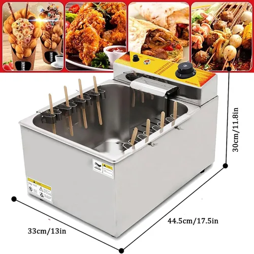 Vista 2 de Freidora comercial, 12L Queso automático Perro caliente Salchicha Parrilla Estufa Freidora, Freidora eléctrica de gran capacidad de 12L